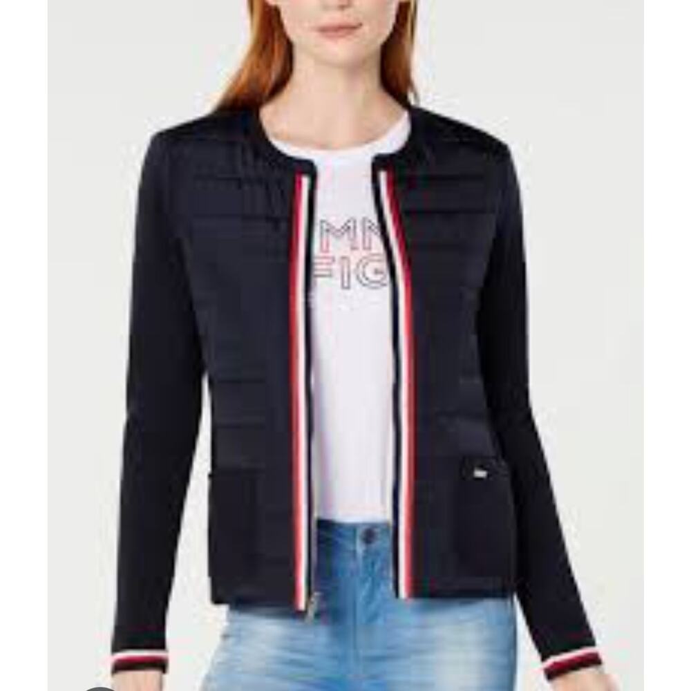 Tommy Hilfiger Sport Quilted Womens Zip Front Running Jacket Size M